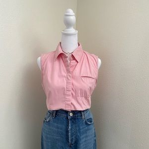 Vintage Express Sleeveless Button Down Top
